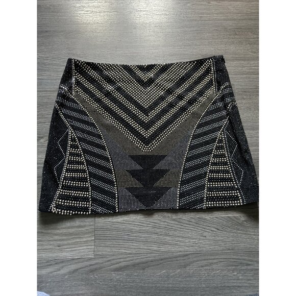 Fate Bejewelled Rhinestone Skirt Women’s Size Mini Sparkle Gold Black Party - Picture 5 of 11